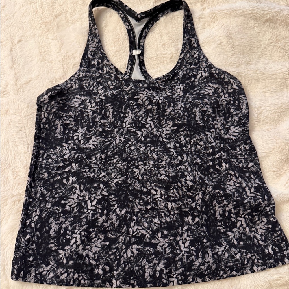 Lululemon Women’s Black & White Floral Racerback Tank Top Size 12